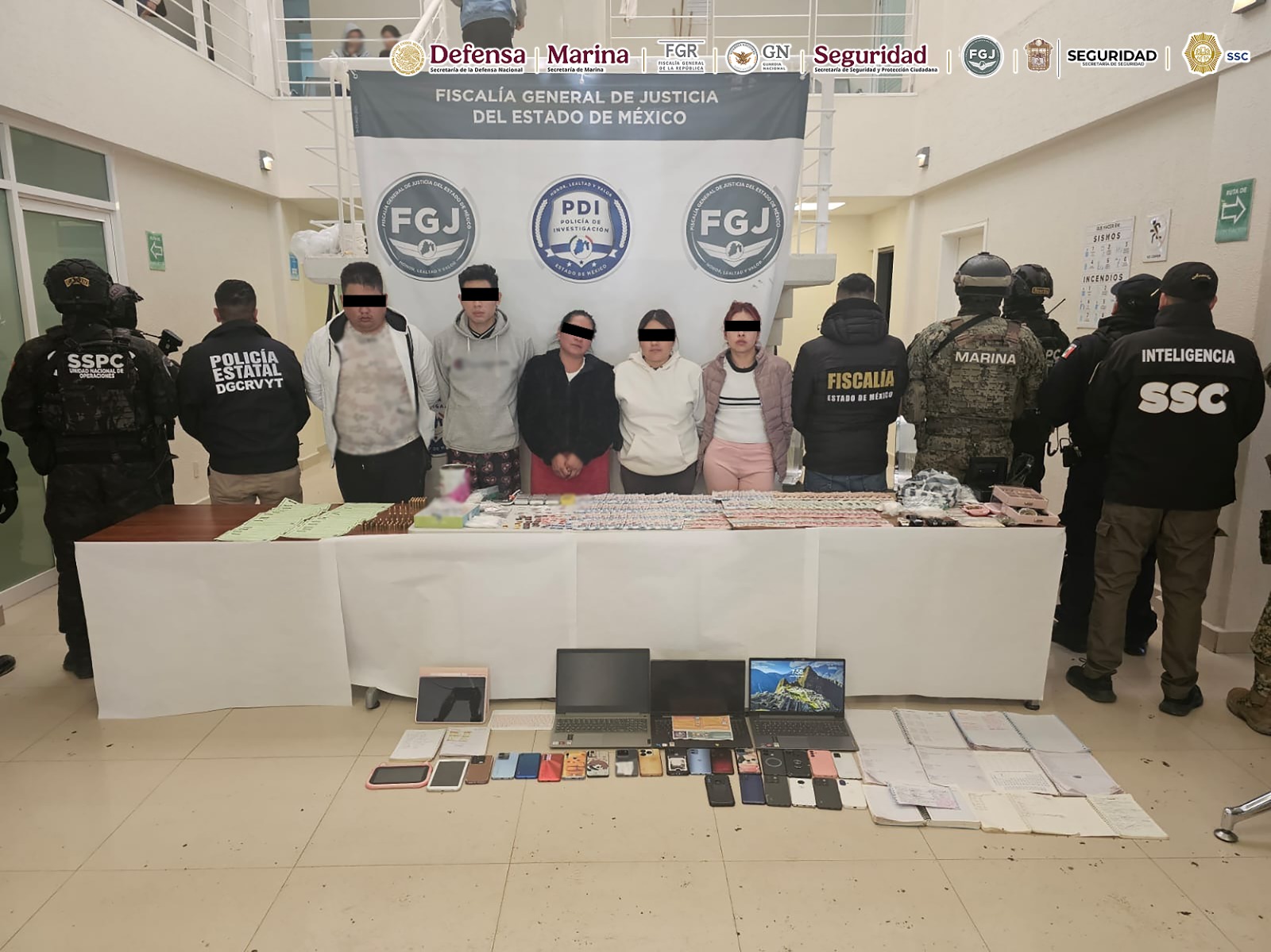 En un operativo conjunto en el Edomex detienen a cinco integrantes de una célula criminal dedicada a la extorsión